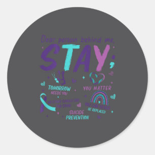 Sticker Rond Cher Personne Derrière Moi Vous Prévention Du Suic