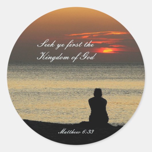 Sticker Rond Chercher Premier Royaume de Dieu, Matthieu 6:33 Oc (Devant)