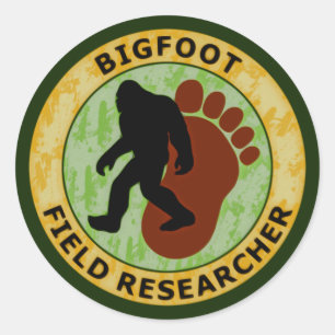 Sticker Rond Chercheur sur le terrain de Bigfoot