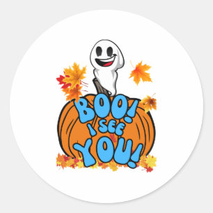 Sticker Rond Chérie Halloween fantôme Boo ! Je Te Vois ! Autoco
