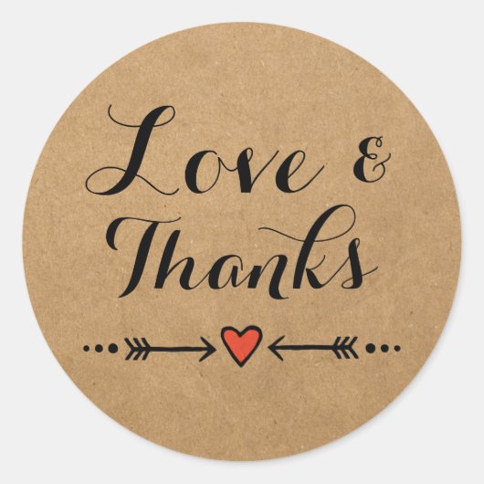 Sticker Rond Chérie rose & Flèches Mariage Amour & Merci (Devant)