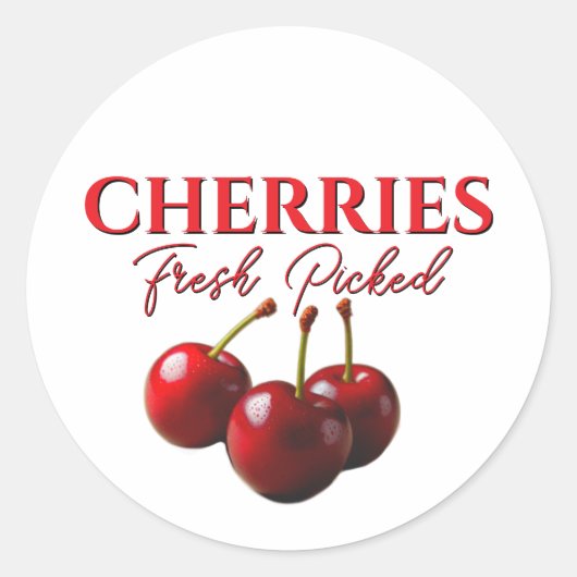 Sticker Rond Cherries fresh picked (Devant)