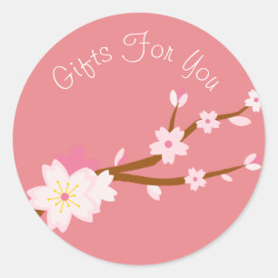 Sticker Rond Cherry Blossom design Cadeau marque d'entreprise