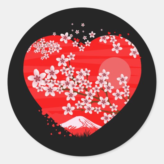 Sticker Rond Cherry Blossom Heart (Devant)
