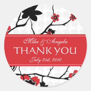 Sticker Rond Cherry Blossom Merci Mariage moderne