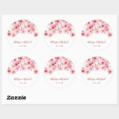 Sticker Rond Cherry Blossom Pink White Wedding (Feuille)