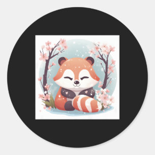 Sticker Rond Cherry Blossom Rêve Panda Rouge T Melson Il