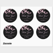 Sticker Rond Cherry Blossoms Pink Black Thank You (Feuille)