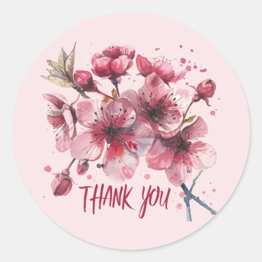 Sticker Rond Cherry blossoms. Thank You.  (Devant)