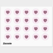 Sticker Rond Cherry Carré rose et coeur diamant (Feuille)