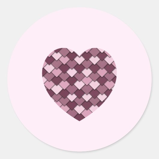 Sticker Rond Cherry Carré rose et coeur diamant (Devant)