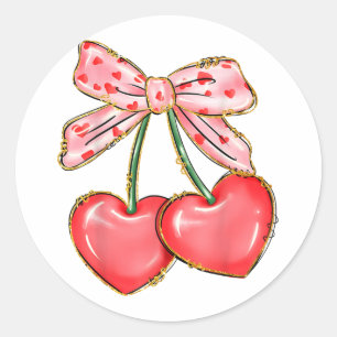 Sticker Rond Cherry Et Coquette Je T'Aime Cherry Beaucoup Valen