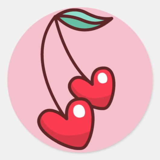 Sticker Rond Cherry Hearts (Devant)