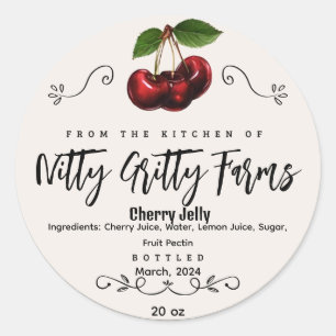 Sticker Rond Cherry Jam Jelly préserver Custom Canning Étiquett