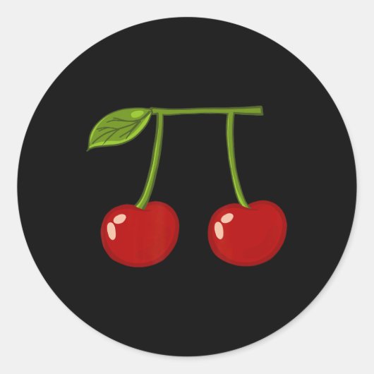 Sticker Rond Cherry Pi Funky Pi Day Cherry Pie Pun Cherry Pi (Devant)