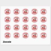 Sticker Rond Cherry Picted Fruit Retro tendance Graphic Party (Feuille)