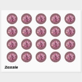 Sticker Rond Cherry Plum Rose Mariage Monogramme (Feuille)