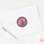 Sticker Rond Cherry Plum Rose Mariage Monogramme (Enveloppe)