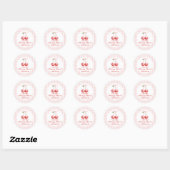 Sticker Rond Cherry Sweet anniversaire Pink Bow En vichy (Feuille)
