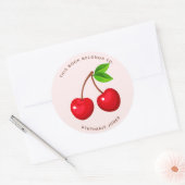Sticker Rond Cherry Sweet Birthday Ce livre appartient à (Enveloppe)