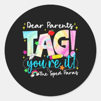 Sticker Rond Chers parents Tag Amour Sped pour Dernier jour d'é
