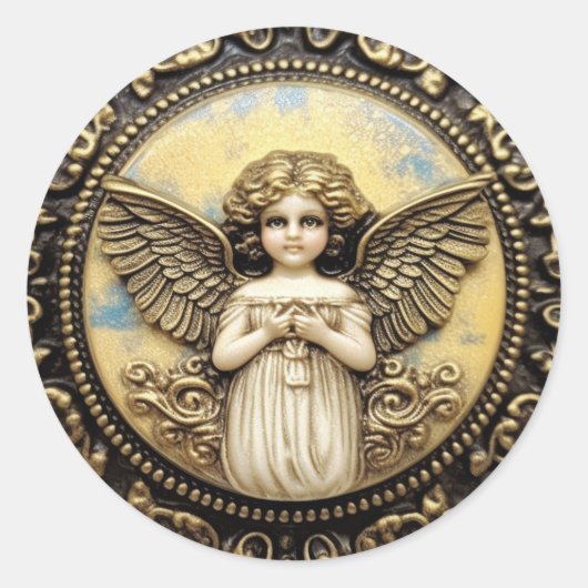 Sticker Rond Cherub Angel prie (Devant)