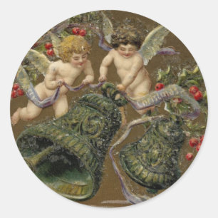 Sticker Rond Chérubins sonnaient à Noël 1906
