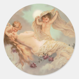 Sticker Rond Cherubs esthétiques imprimer Valentines Day