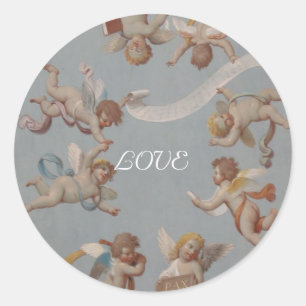 Sticker Rond Cherubs Whimsical Renaissance