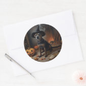 Sticker Rond Chesapeake Bay Terrier Citrouille Halloween effray (Enveloppe)