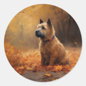 Sticker Rond Chesapeake Bay Terrier en congé d'automne (Devant)