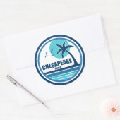 Sticker Rond Chesapeake Beach Maryland Palm Tree Birds (Enveloppe)