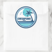 Sticker Rond Chesapeake Beach Maryland Palm Tree Birds (Sac)