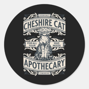 Sticker Rond Cheshire Cat - Alice Au Pays Des Merveilles Livre 