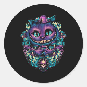 Sticker Rond Cheshire Chat Chemise Alice Au Pays Des Merveilles