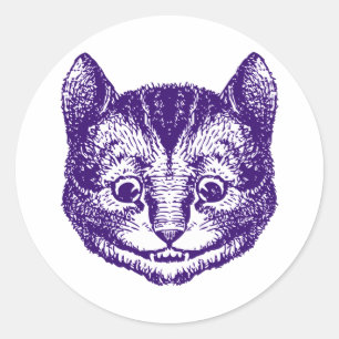 Sticker Rond Cheshire Chat Enclavé violet