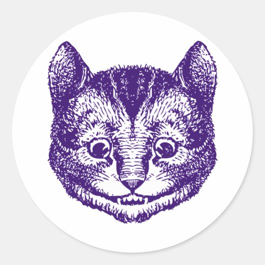 Sticker Rond Cheshire Chat Enclavé violet (Devant)