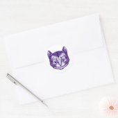 Sticker Rond Cheshire Chat Enclavé violet (Enveloppe)