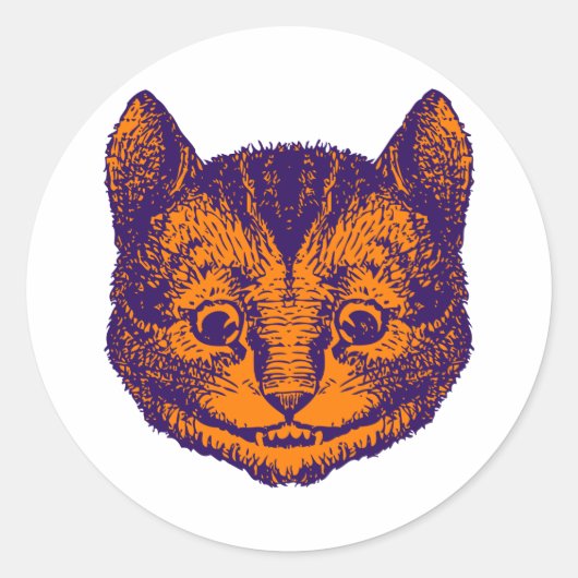 Sticker Rond Cheshire Chat Enclavé violet orange orange (Devant)