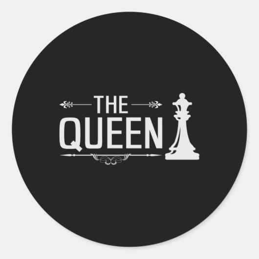 Sticker Rond Chess Chess Board Checkmate Queen Board Jeu cadeau (Devant)