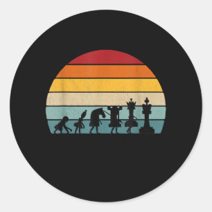 Sticker Rond Chess Evolution Cadeau Vintage Rétro Pour Un Échec