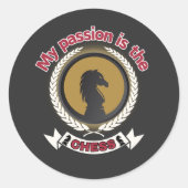 Sticker Rond Chess Knight Laurel Crown Passion Stratégie T-shir (Devant)