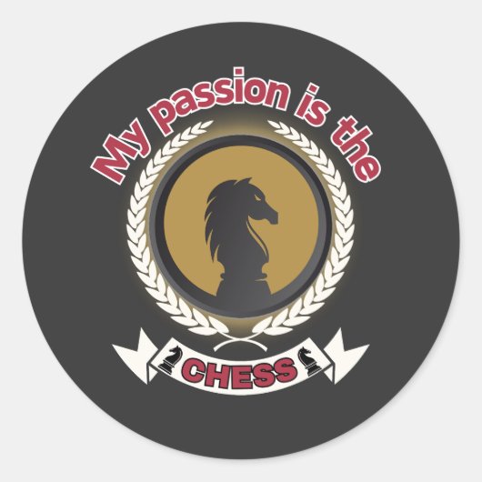 Sticker Rond Chess Knight Laurel Crown Passion Stratégie T-shir (Devant)