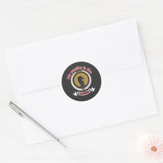 Sticker Rond Chess Knight Laurel Crown Passion Stratégie T-shir (Enveloppe)