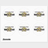 Sticker Rond Chess Player Rock Star par nuit (Feuille)