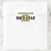 Sticker Rond Chess Player Rock Star par nuit (Sac)