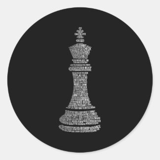 Sticker Rond Chess Words Chess Club Joueur d'échecs