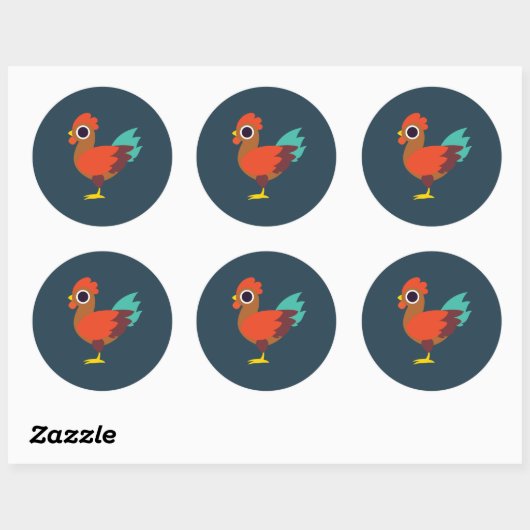 Sticker Rond Chester le coq (Feuille)
