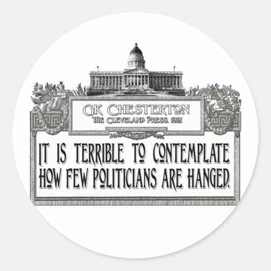 Sticker Rond Chesterton sur les accrochages des politiciens (Devant)