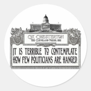 Sticker Rond Chesterton sur les accrochages des politiciens